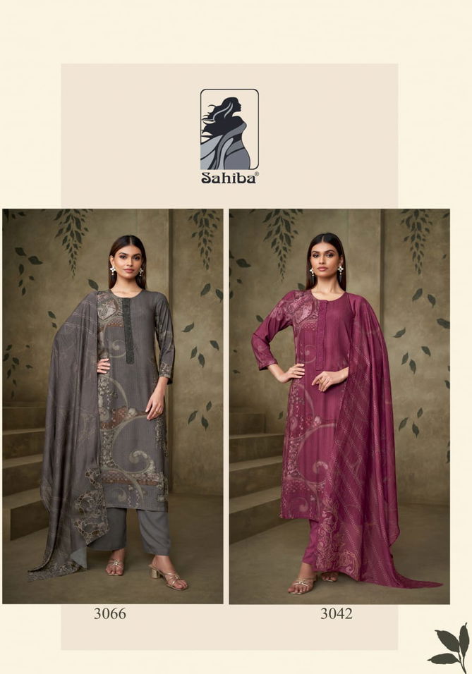 Minhaz By Sahiba Muslin Silk Digital Printed Dress Material Exporters In India